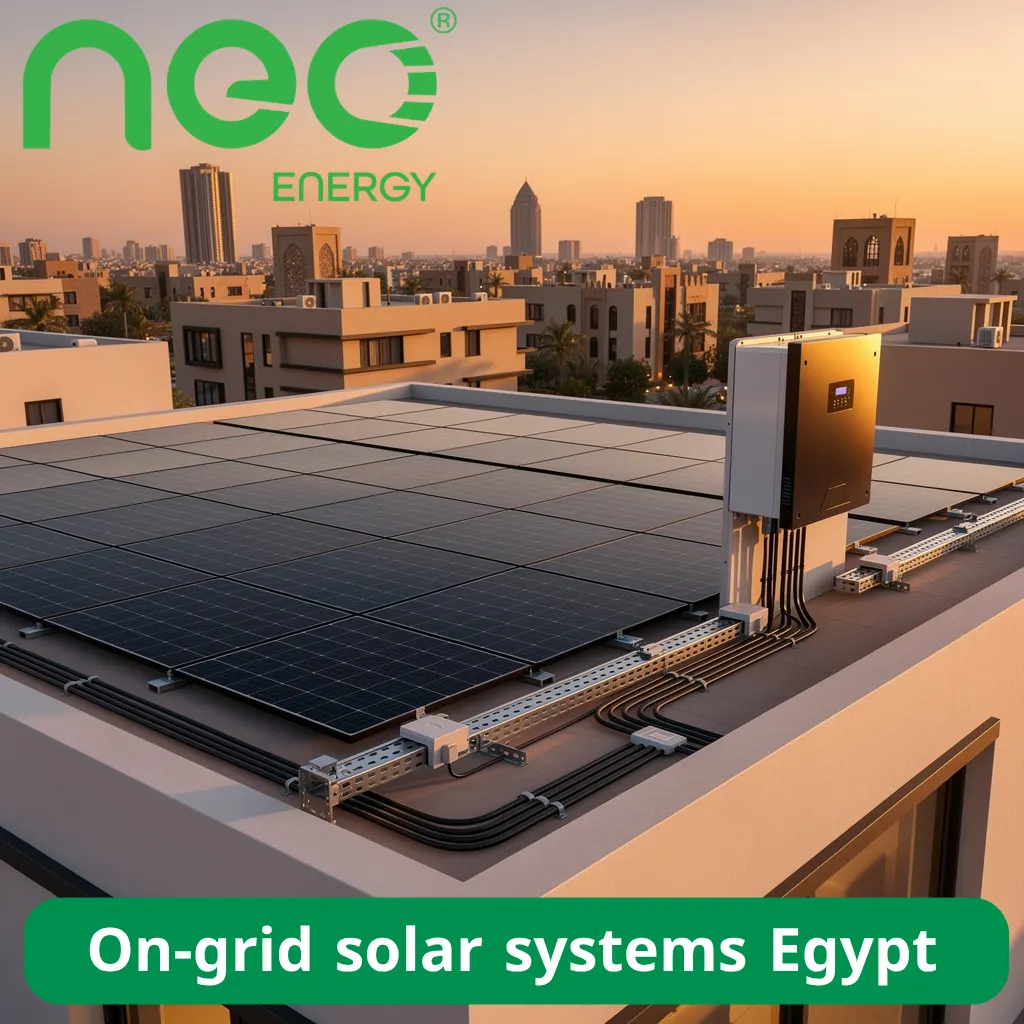 Industrial on-grid solar installation under sunlight
