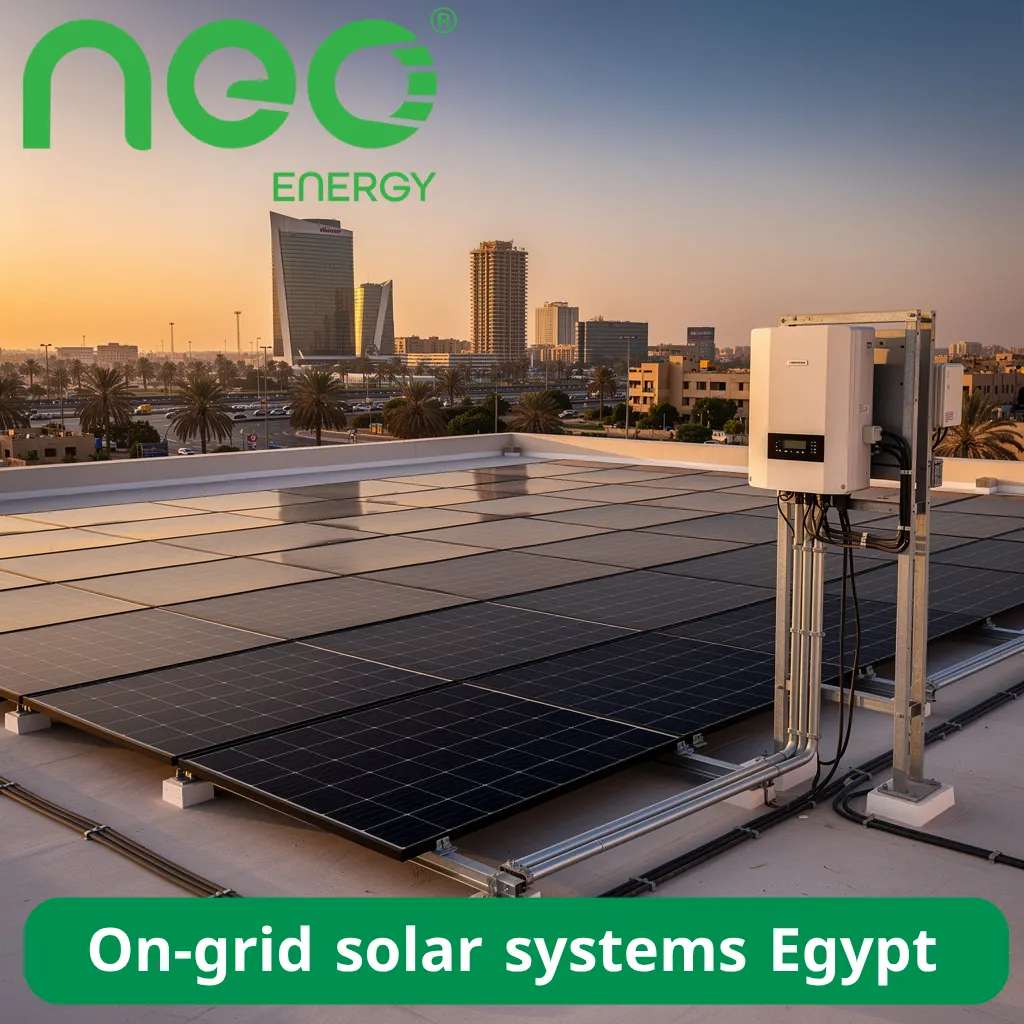 Modern rooftop on-grid solar panels installed in Egypt